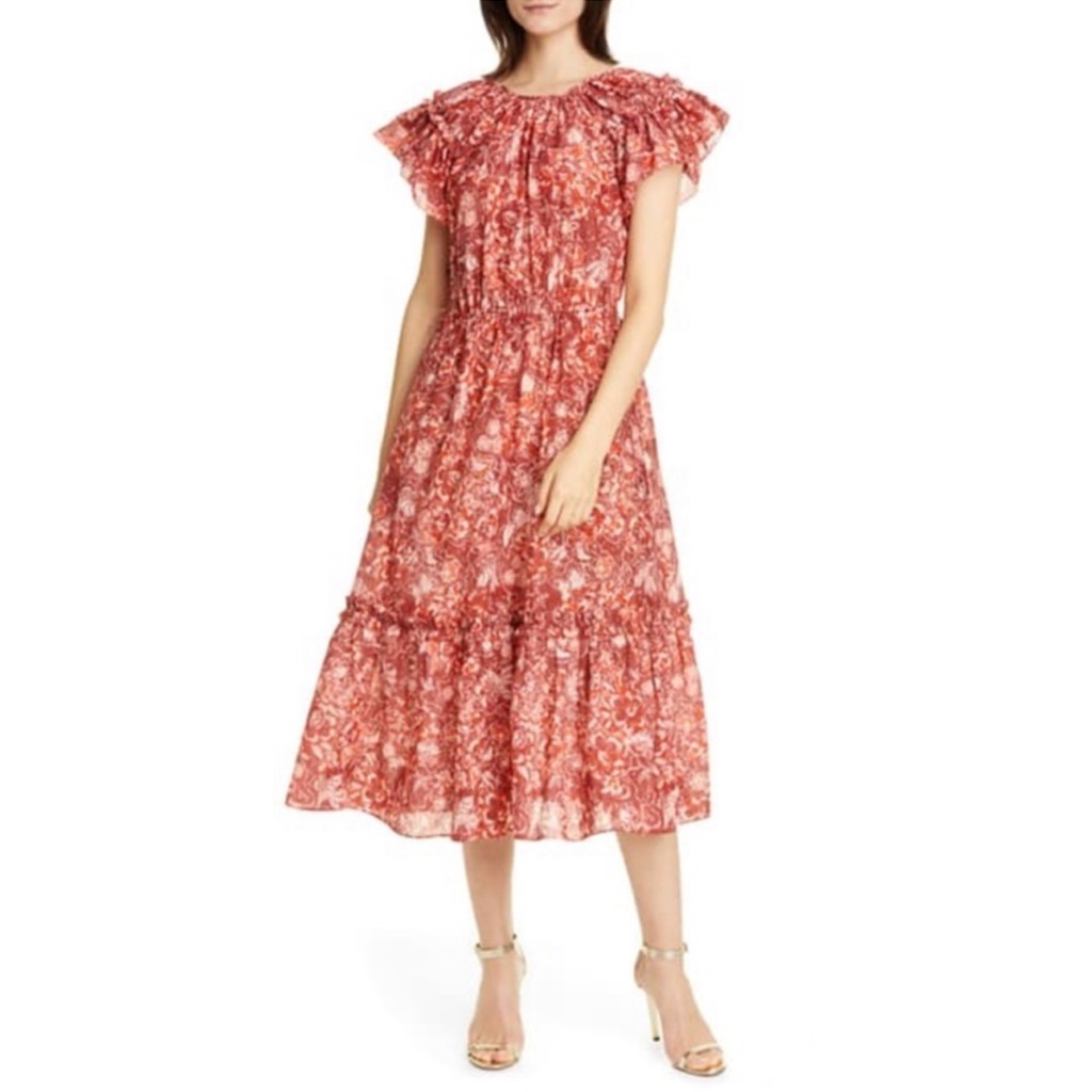 Ulla Johnson Arlene Ruffle Tiered Midi Dress